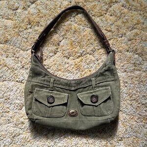 Olive Green Corduroy Shoulder Bag
